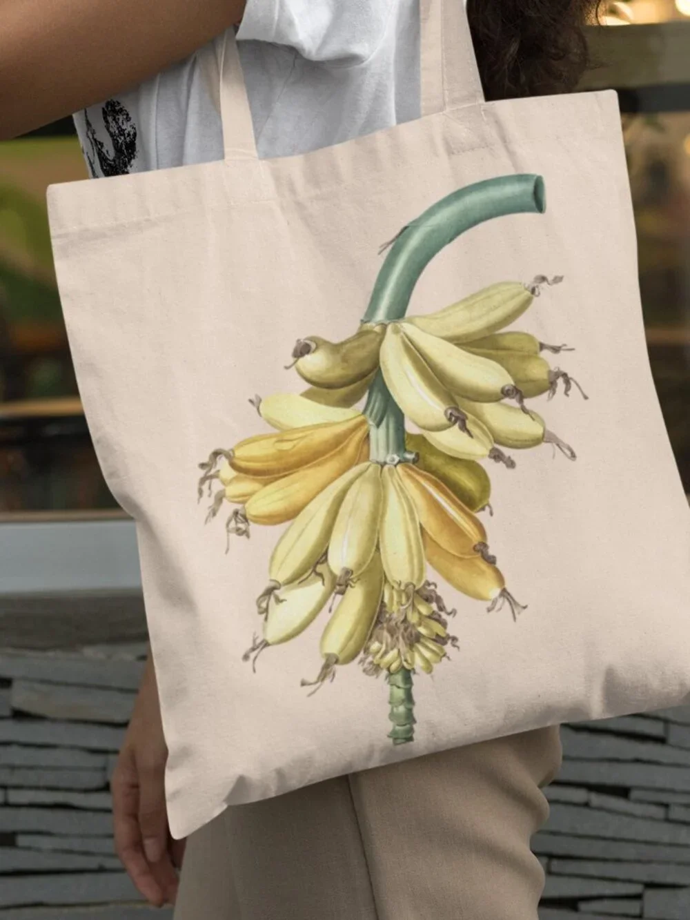 Banana Vintage Botanical Print Graphic Canvas Tote Bag